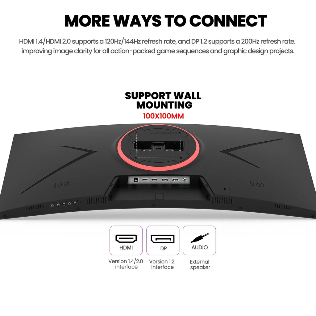 30" 200Hz Curved Gaming Monitor, WFHD 2560X1080, 1500R,21:9, Freesync, Low Blue Light, Wall-Mountable, HDMI/DP, Black